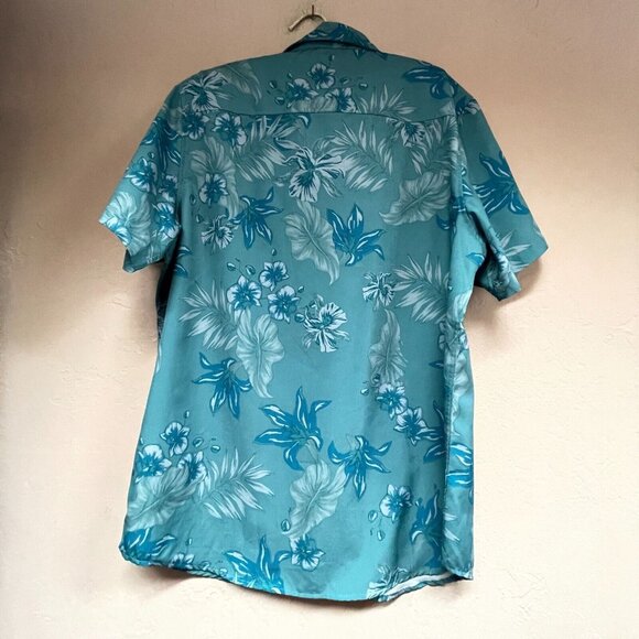 Island Classics Seapointe Mens Button Down Woven Shirt Medium Floral Blue - Picture 2 of 8